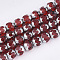 Electroplate Glass Beads Strands, Half Silver Plated, Faceted, Round, Red, 8~8.5x7~8mm, Hole: 1mm, about 40pcs/strand, 11.8 inch