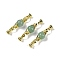 Natural Green Aventurine with Brass Fold Over Clasps, Real 18K Gold Plated, Long-Lasting Plated, Rack Plating, Round, 38mm