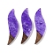 Resin & Wood Big Pendants, Leaf Charms, Blue Violet, 51x14.5x3.5mm, Hole: 1.8mm