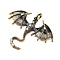 Alloy Rhinestone Cabochons, Dragon, Antique Golden, Black, 57x67.5x9mm