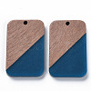Opaque Resin & Walnut Wood Pendants RESI-T035-38D-2