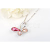 Real Platinum Plated Eco-Friendly Alloy Czech Rhinestone Butterfly Pendant Necklaces NJEW-AA00068-28P-3