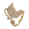 Adjustable Brass Micro Pave Clear Cubic Zirconia Cuff Rings ZIRC-Z002-28G-3