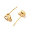 Rack Plating Brass with Cubic Zirconia Heart Stud Earring Findings KK-G488-01G-2