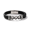 Men's Braided Black PU Leather Cord Bracelets BJEW-K243-18AS-1