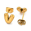 Chunk Letter 304 Stainless Steel Stud Earrings for Women EJEW-G386-01V-G-2