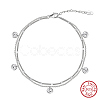 925 Sterling Silver Anklet AJEW-Z029-02P-1