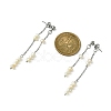 Natural Pearl Beaded Tassel Dangle Stud Earrings EJEW-JE05514-02-3