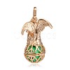 Golden Plated Brass Hollow Round Cage Pendants KK-J249-03G-3