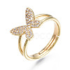 Butterfly Clear Cubic Zirconia Adjustable Ring RJEW-N035-054-NF-3