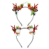 ANATTASOUL 2Pcs 2 Style Christmas Theme Antler Cloth & Iron Alligator Hair Bands MRMJ-AN0001-01-1