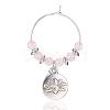 Natural Rose Quartz Wine Glass Charms AJEW-JO00154-01-2