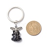 Natural Obsidian Angel Pendant Keychain KEYC-JKC00382-02-2