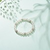 ABS Plastic Pearl & Brass Round Beaded Stretch Bracelet with Clear Rhinestone for Women BJEW-JB08523-02-2