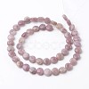 Dyed Flat Round Natural Pink Tourmaline Beads Strands X-G-K089-A-02-2