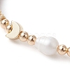 Brass & Natural Pearl Braided Bead Bracelets BJEW-JB09721-03-3