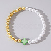 Summer Vacation Style Brass and Plastic Imitation Pearl Bead Bracelet for Women OF8500-5-1