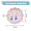 DICOSMETIC 2Pcs 2 Colors Flambed Glazed Lotus Jewelry Plate for Rings Bracelets Necklaces AJEW-DC0001-38-2