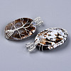 Natural Fire Agate Wire Wrapped Big Pendants G-N326-70-2
