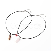 Natural Tiger Eye & Rose Quartz Double Terminated Pointed Pendants Necklaces Set for Couples Best Friends NJEW-JN03676-2