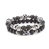 2Pcs 2 Style Natural & Synthetic Mixed Gemstone Round Beaded Stretch Bracelets Set for Women BJEW-JB08023-1