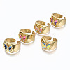 (Jewelry Parties Factory Sale)Brass Enamel Cuff Rings RJEW-S045-074-NR-2