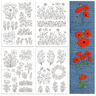 4 Sheets 11.6x8.2 Inch Stick and Stitch Embroidery Patterns DIY-WH0455-145-1