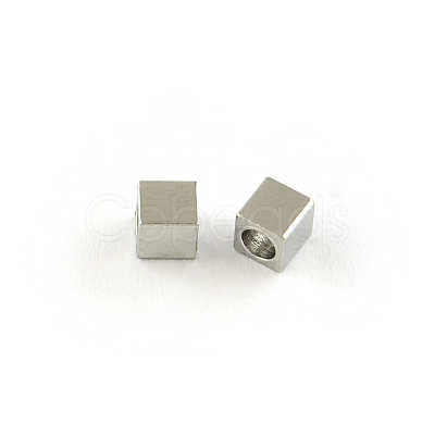 Tarnish Resistant 201 Stainless Steel Cube Spacer Beads STAS-S040-10-1