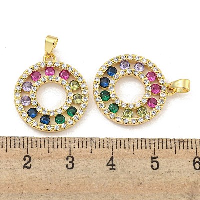 Round Rack Plating Brass Cubic Zirconia Pendants X-KK-M291-07G-1