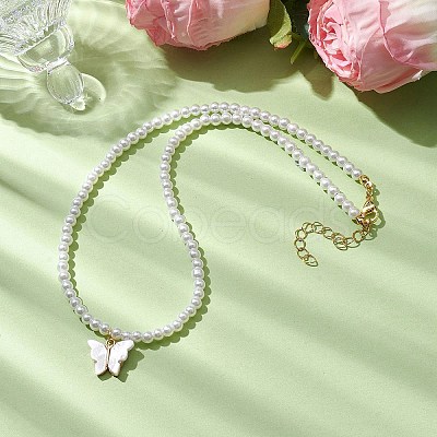 Alloy Acrylic Butterfly Pendants Necklaces NJEW-JN04782-02-1