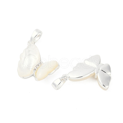 Natural White Shell Butterfly Pendants KK-U043-25S-1