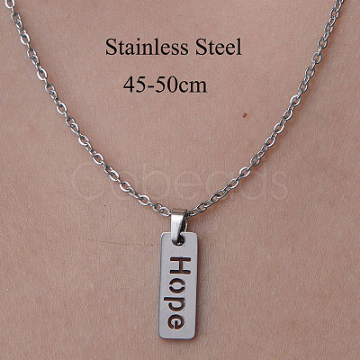 Non-Tarnish 201 Stainless Steel Word Hope Pendant Necklace NJEW-OY001-48-1