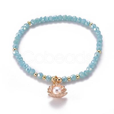 Faceted Glass Bead Stretch Bracelets BJEW-JB05488-04-1