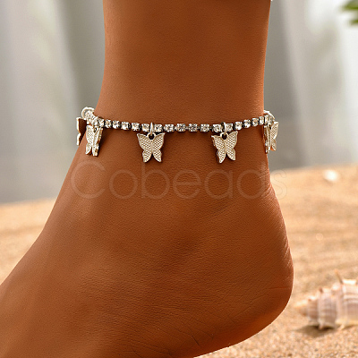 Fashionable Casual Rhinestone Butterfly Charm Anklets for Women OK1972-1