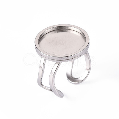 Non-Tarnish 201 Stainless Steel Cuff Pad Ring Settings X-STAS-S080-040D-P-1