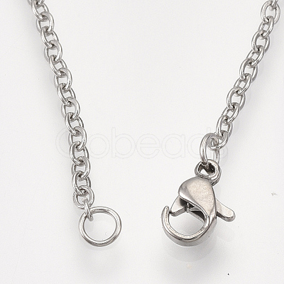 Non-Tarnish 201 Stainless Steel Pendant Necklaces NJEW-T009-JN060-1-40-1