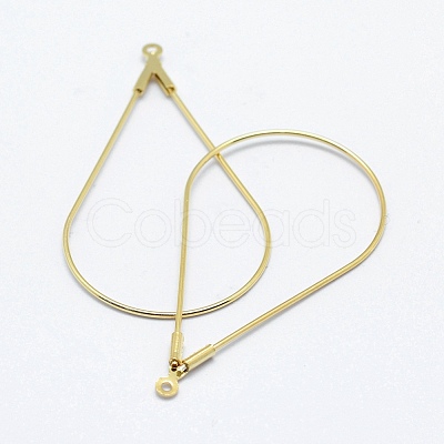 Brass Hoop Earrings Findings X-KK-F727-23G-NF-1