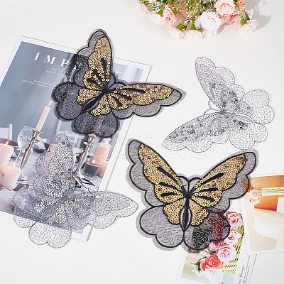 Gorgecraft 12Pcs 2 Style Butterfly Gauze Embroidery Ornaments Accessories PATC-GF0001-11-1