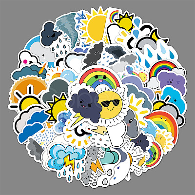 50Pcs Weather Theme PVC Self-Adhesive Cartoon Stickers WG38596-01-1