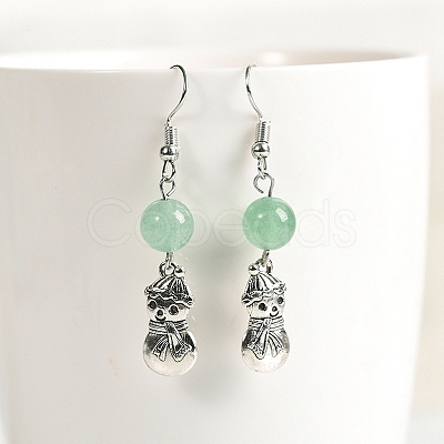 Natural Green Aventurine Dangle Earrings PW-WG90F7B-09-1