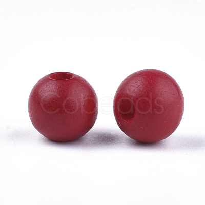 Painted Natural Wood Beads WOOD-S049-05F-1