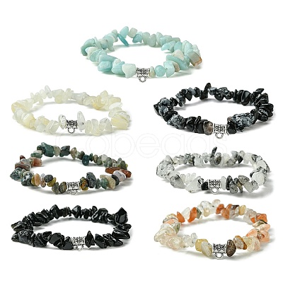 Natural Mixed Gemstone Beads Stretch Bracelets BJEW-JB03860-1