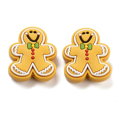 Christmas Gingerbread Man Silicone Beads SIL-U005-01B-1