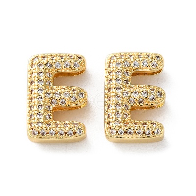 Rack Plating Brass Micro Pave Cubic Zirconia Slide Charms KK-C084-34G-E-1