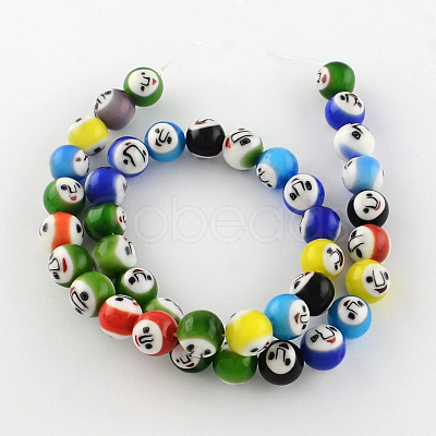 Round Handmade Lampwork Bead Strands X-LAMP-S169-03-1