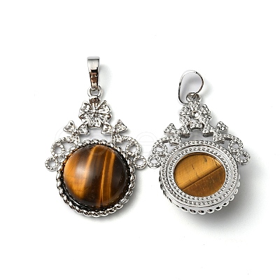 Natural Tiger Eye Pendants G-P498-01P-06-1