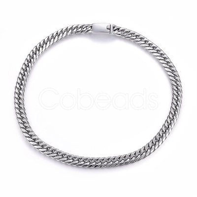 Tarnish Resistant 304 Stainless Steel Curb Chain Necklaces NJEW-H493-04P-1