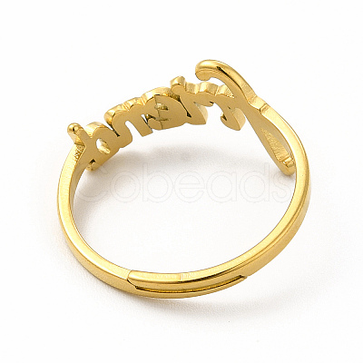 Ion Plating(IP) 304 Stainless Steel Word Friend Adjustable Ring for Women RJEW-B027-07G-1