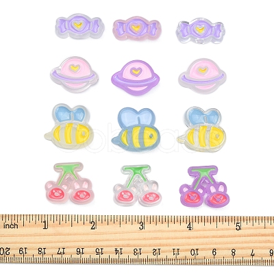 24Pcs 12 Style Transparent Acrylic Beads MACR-FS0001-17-1