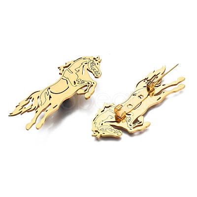 201 Stainless Steel Horse Lapel Pin JEWB-N007-131G-1